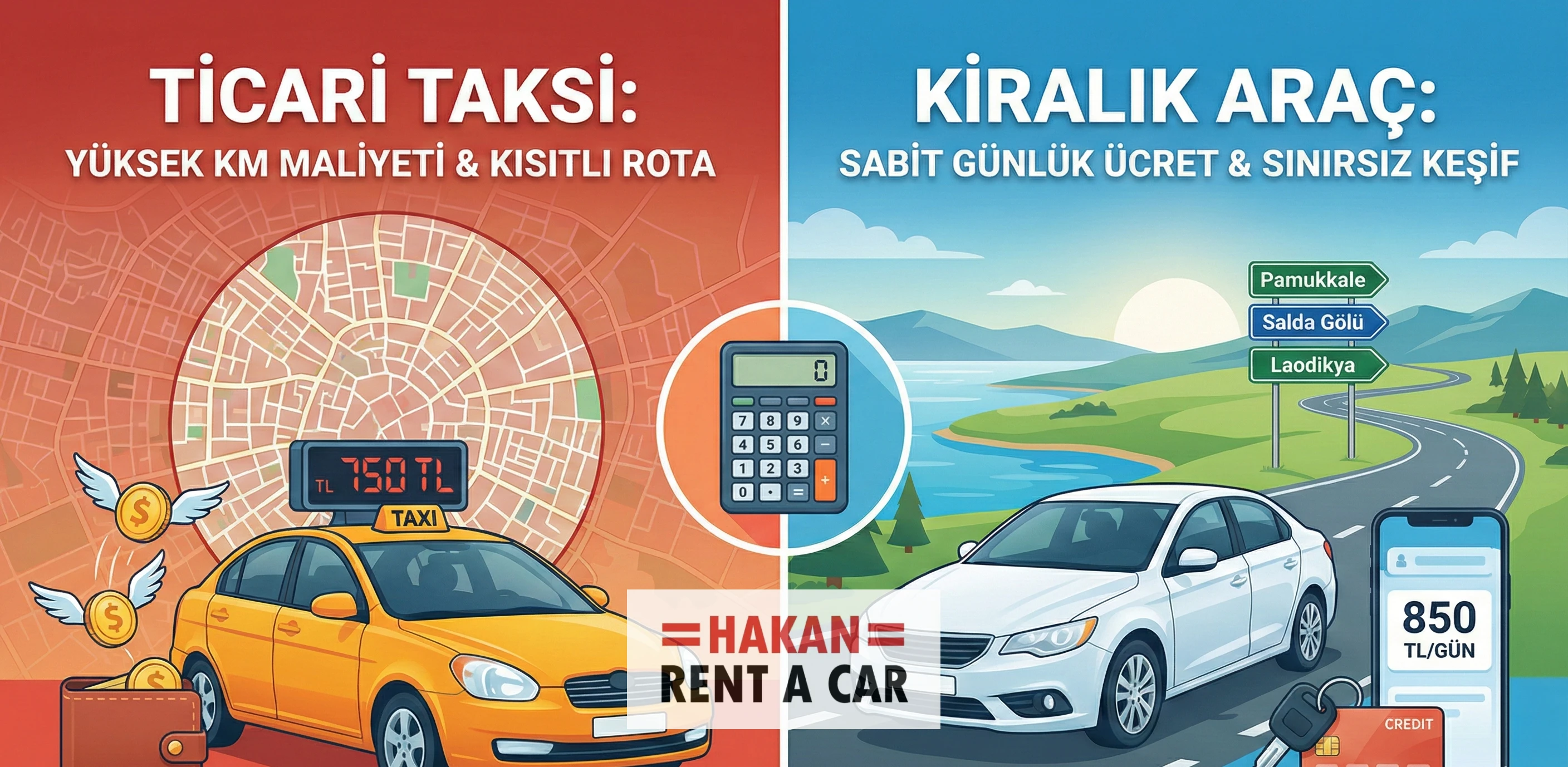 Denizli'de Ulaşım Hesabı: Taksi mi Yoksa Kiralık Araç mı Daha Mantıklı?